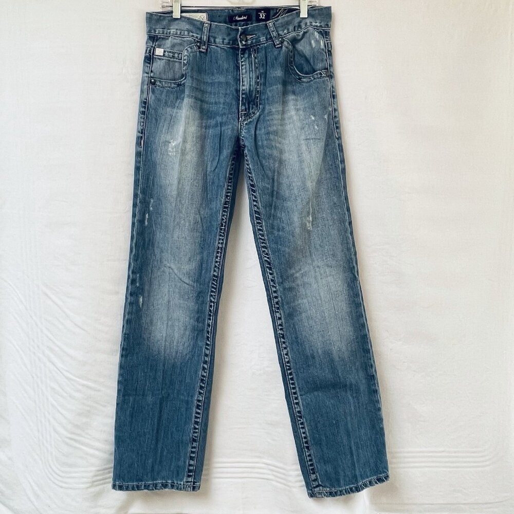 Marc Ecko Standard Mens 32 Blue Embroidered Pocket Jeans Party Holiday